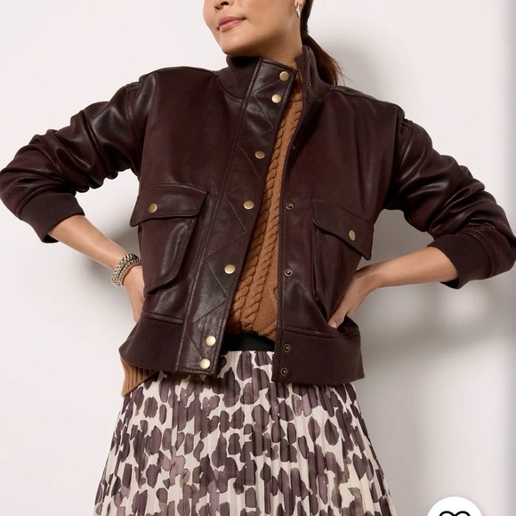 Evereve Chocolate Brown Bomber Jacket size XS - Picture 4 of 6